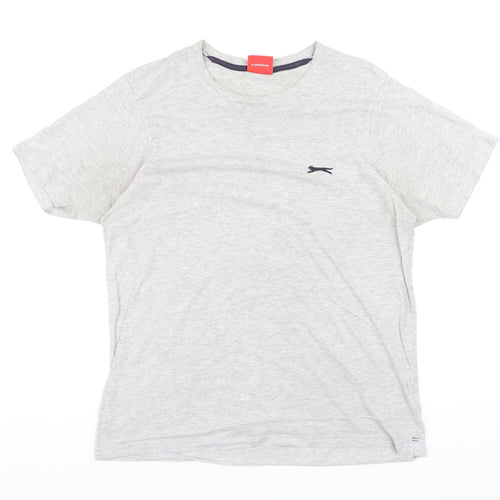 Slazenger Men's Grey Cotton Crew Neck Short Sleeve T-Shirt Size L