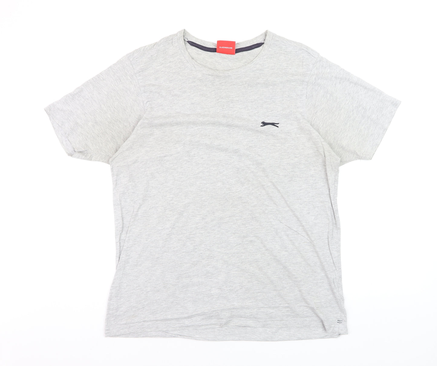 Slazenger Men's Grey Cotton Crew Neck Short Sleeve T-Shirt Size L