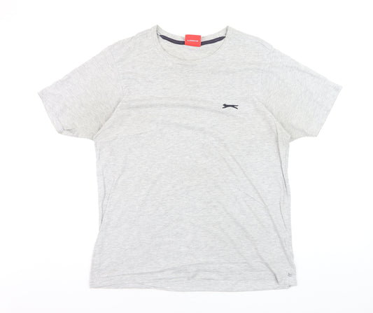 Slazenger Men's Grey Cotton Crew Neck Short Sleeve T-Shirt Size L