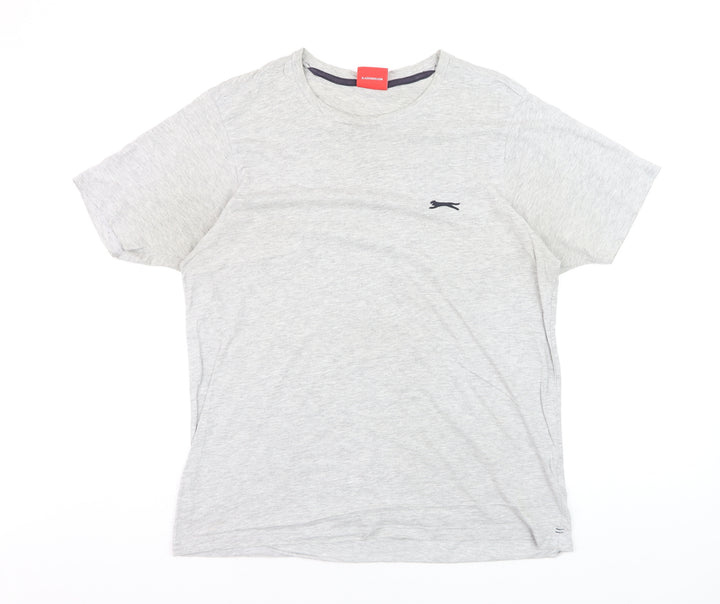 Slazenger Men's Grey Cotton Crew Neck Short Sleeve T-Shirt Size L