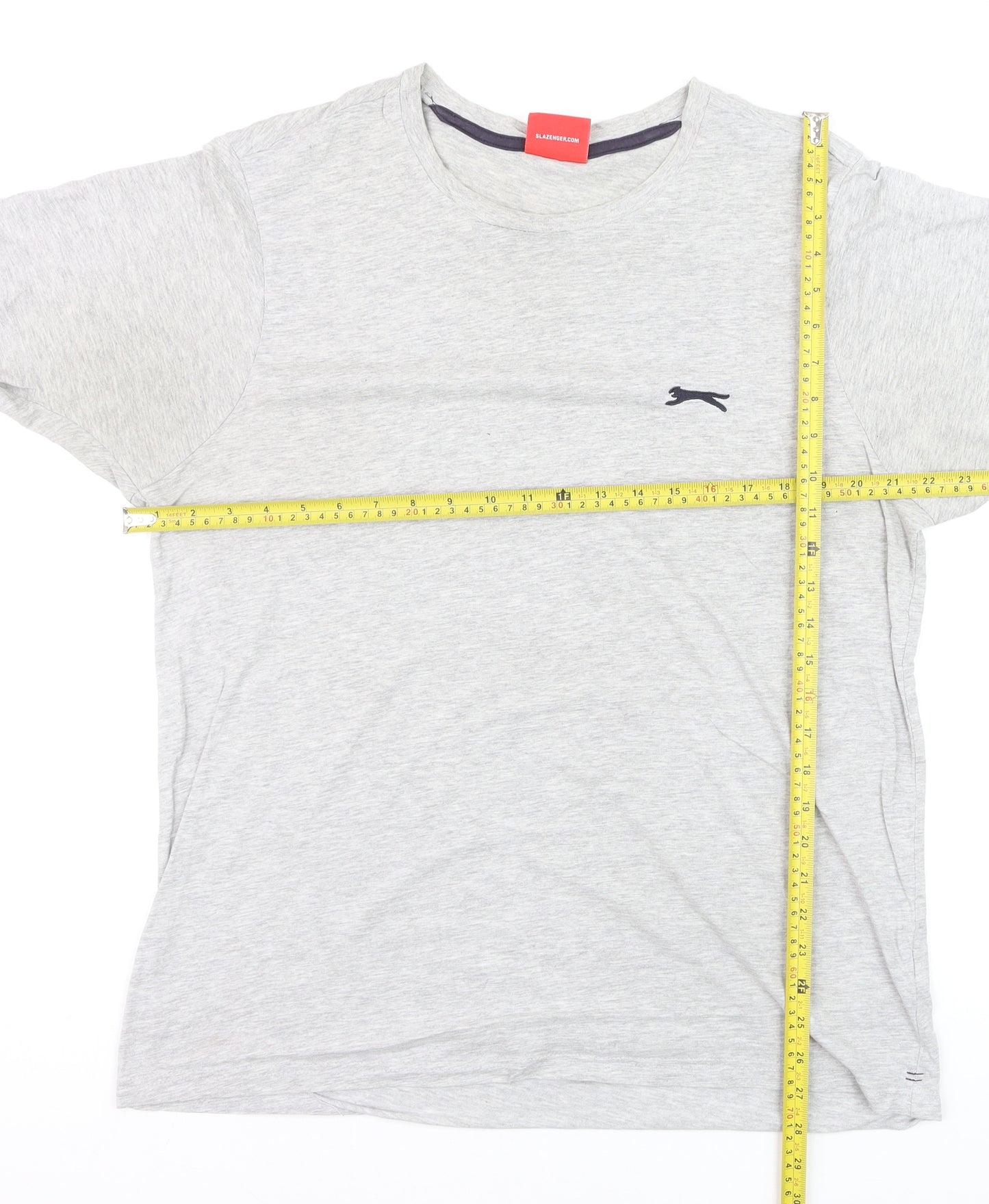 Slazenger Men's Grey Cotton Crew Neck Short Sleeve T-Shirt Size L