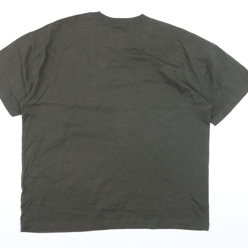 AllSaints Men's Green Crew Neck Cotton T-Shirt Medium Classic Fit