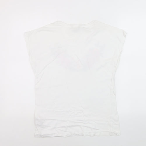 Pebble Bay Women's White Floral Cotton T-Shirt Size 10