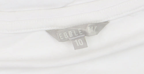 Pebble Bay Women's White Floral Cotton T-Shirt Size 10