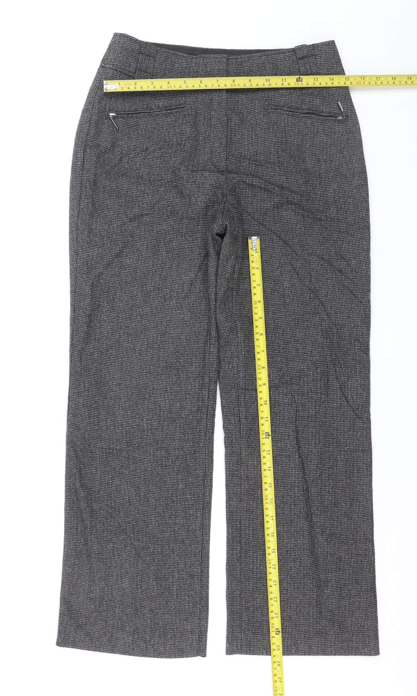 Marks and Spencer Women’s Grey Wool Blend Herringbone Trousers UK 10 Short