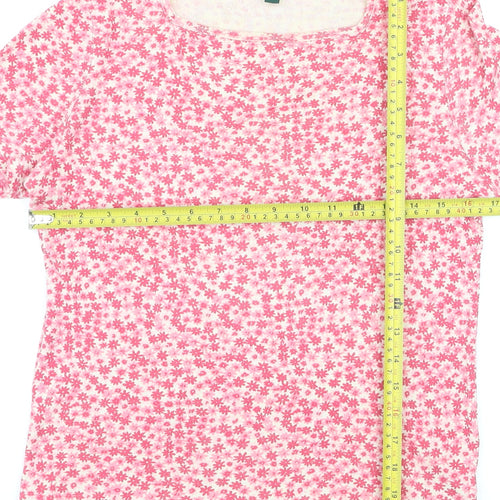 Racing Green Women's Pink Floral Cotton T-Shirt Size 12