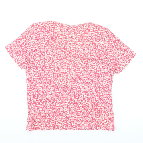 Racing Green Women's Pink Floral Cotton T-Shirt Size 12