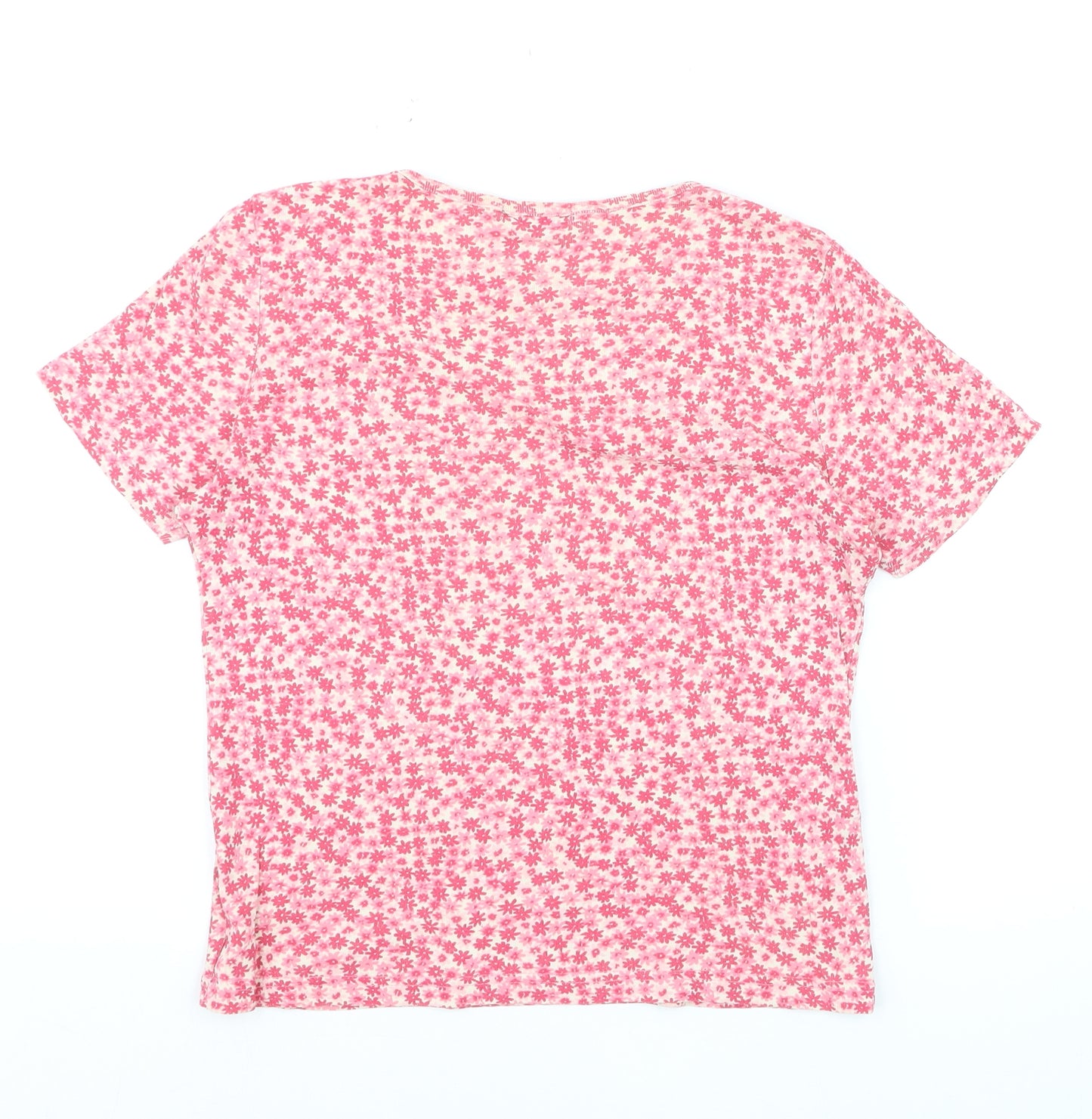 Racing Green Women's Pink Floral Cotton T-Shirt Size 12