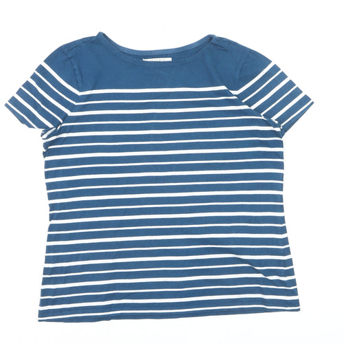 Seasalt Women Blue Striped Organic Cotton Short Sleeve T-Shirt UK 12