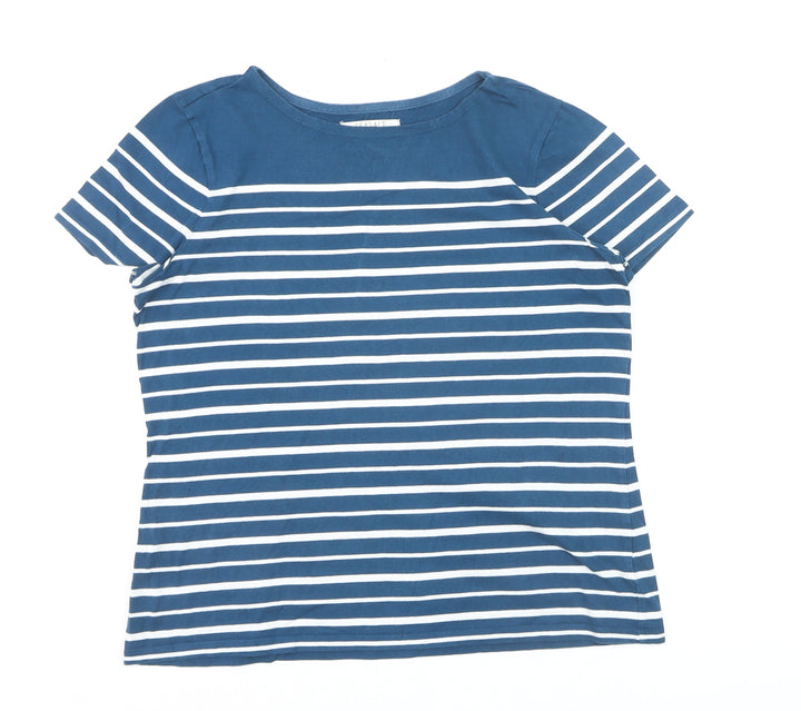 Seasalt Women Blue Striped Organic Cotton Short Sleeve T-Shirt UK 12
