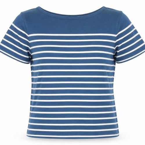 Seasalt Women Blue Striped Organic Cotton Short Sleeve T-Shirt UK 12