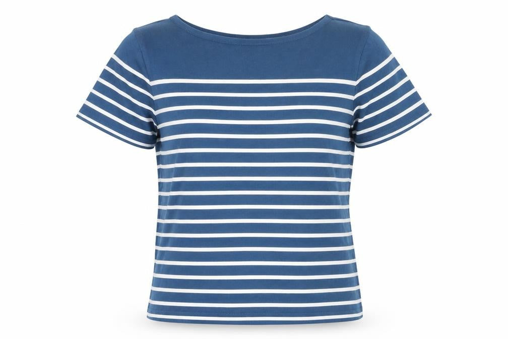 Seasalt Women Blue Striped Organic Cotton Short Sleeve T-Shirt UK 12