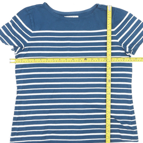 Seasalt Women Blue Striped Organic Cotton Short Sleeve T-Shirt UK 12