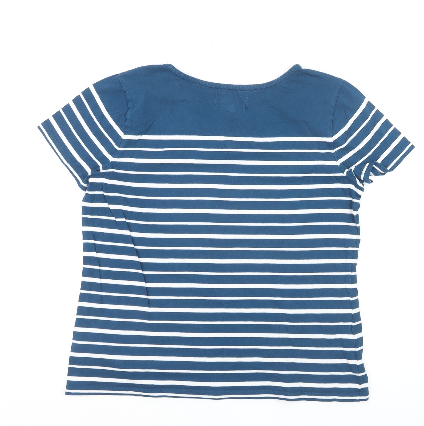 Seasalt Women Blue Striped Organic Cotton Short Sleeve T-Shirt UK 12