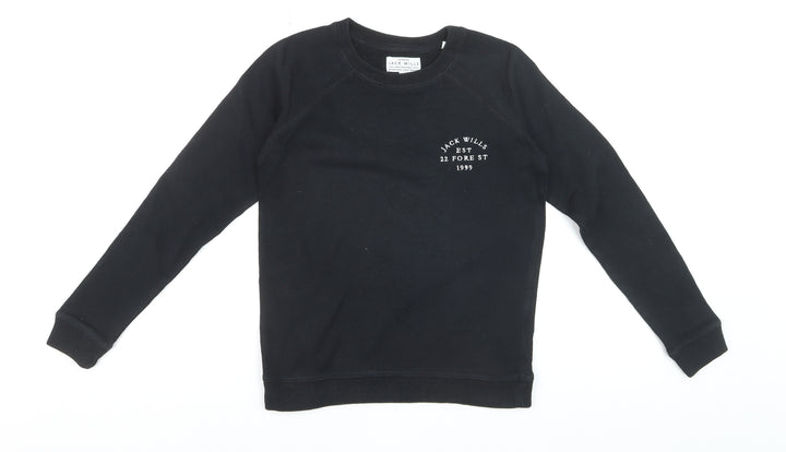 Jack Wills Women's Black Size 8 Crew Neck Sweatshirt