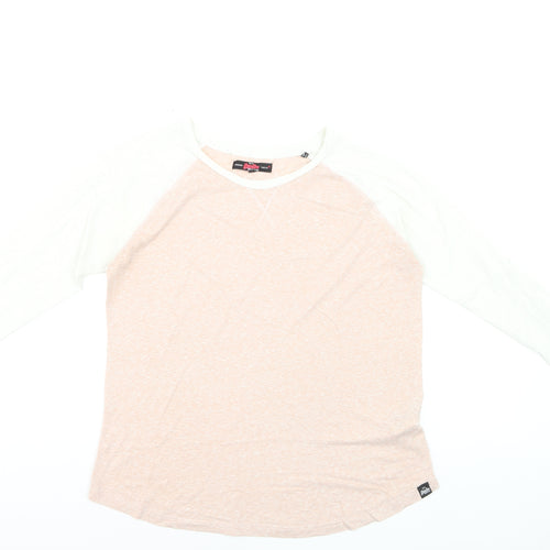 Superdry Men's Beige & White Raglan 3/4 Sleeve Casual Top M