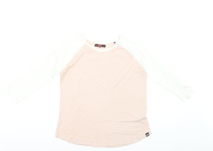 Superdry Men's Beige & White Raglan 3/4 Sleeve Casual Top M