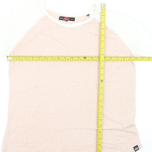 Superdry Men's Beige & White Raglan 3/4 Sleeve Casual Top M