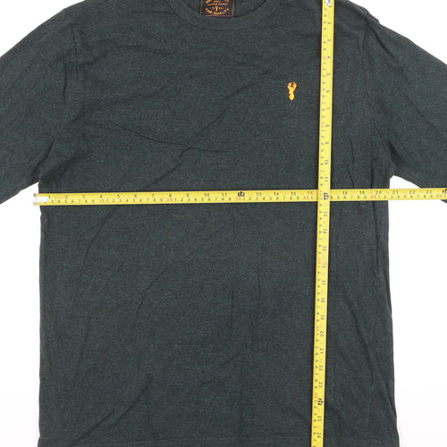 Next Men's Green Long Sleeve Crew Neck Cotton Blend Top L