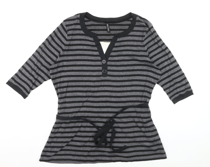 Marks and Spencer Womens Grey Striped Henley Tunic Top UK 20
