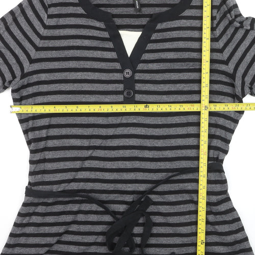 Marks and Spencer Womens Grey Striped Henley Tunic Top UK 20