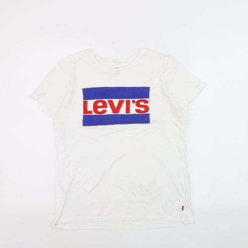 Levi's Men's White Small Logo Graphic Short Sleeve T-Shirt