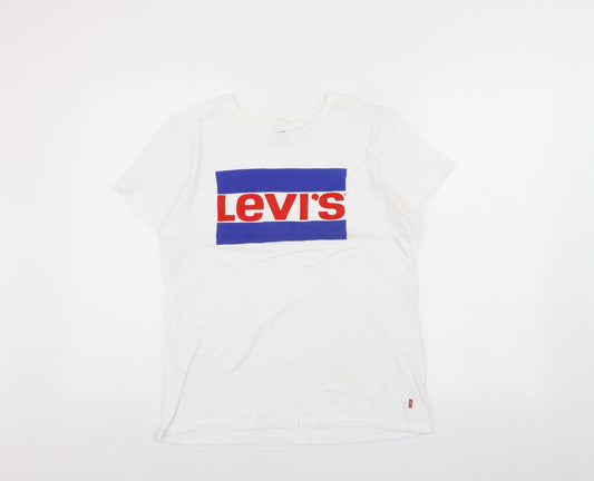 Levi's Men's White Small Logo Graphic Short Sleeve T-Shirt
