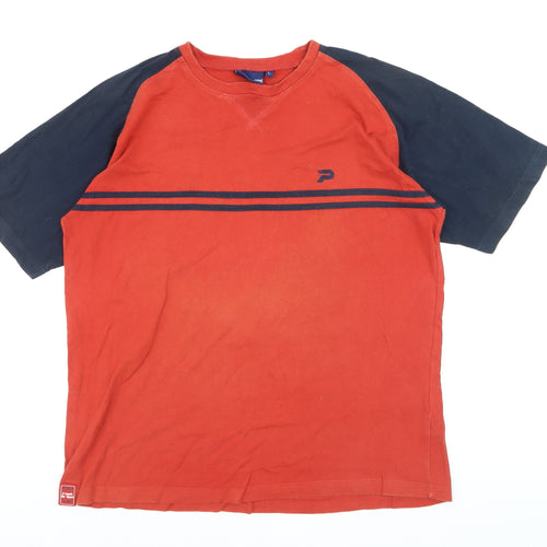 Patrick Men's Red Blue Crew Neck Short Sleeve Cotton T-Shirt Size L