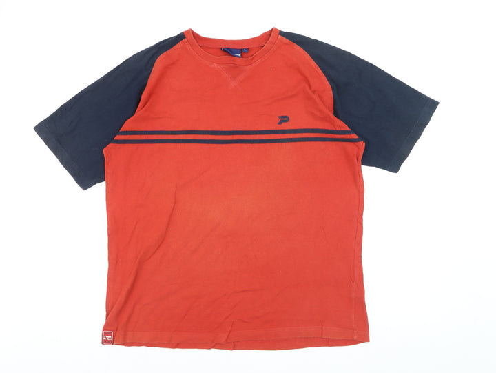 Patrick Men's Red Blue Crew Neck Short Sleeve Cotton T-Shirt Size L