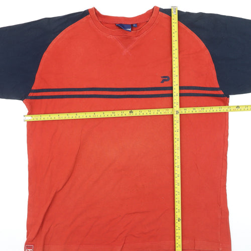 Patrick Men's Red Blue Crew Neck Short Sleeve Cotton T-Shirt Size L