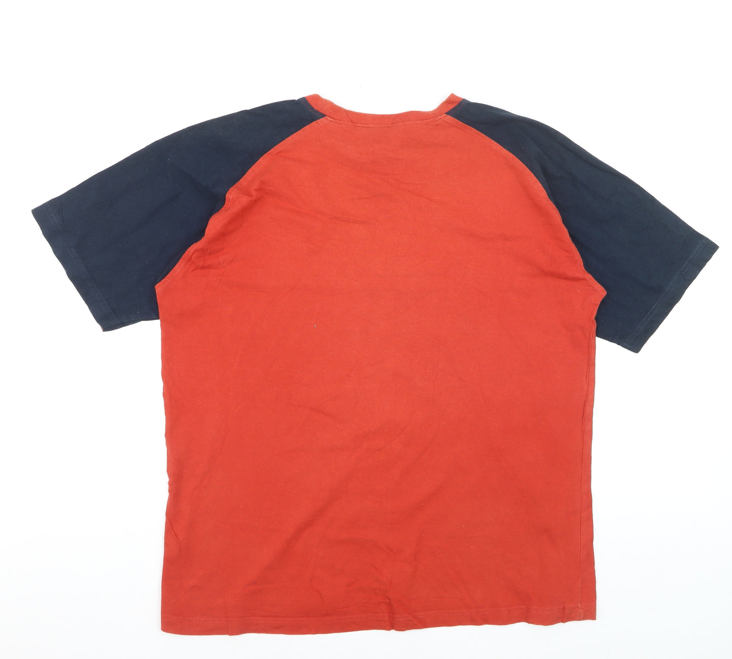 Patrick Men's Red Blue Crew Neck Short Sleeve Cotton T-Shirt Size L