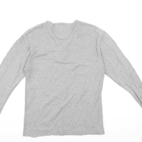 Superdry Men's Grey XL Long Sleeve Cotton Henley Shirt