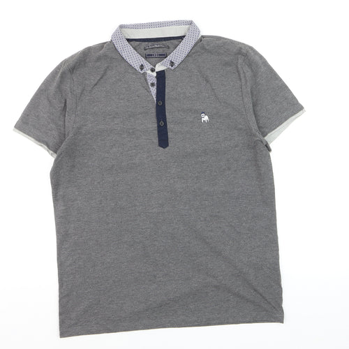 The Spitalfields Shirt Co Men’s Grey Polo Shirt Size L Collared Button-Down