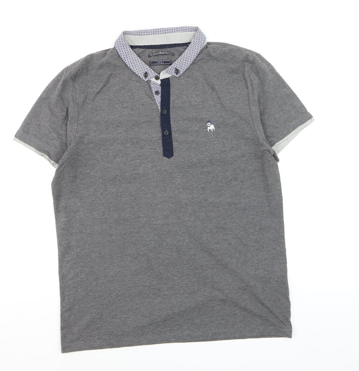 The Spitalfields Shirt Co Men’s Grey Polo Shirt Size L Collared Button-Down