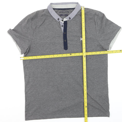 The Spitalfields Shirt Co Men’s Grey Polo Shirt Size L Collared Button-Down
