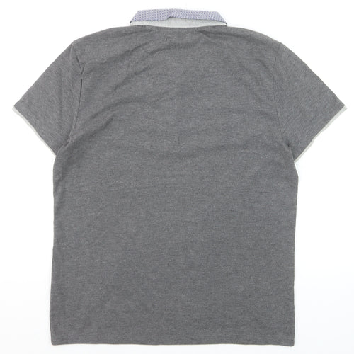 The Spitalfields Shirt Co Men’s Grey Polo Shirt Size L Collared Button-Down