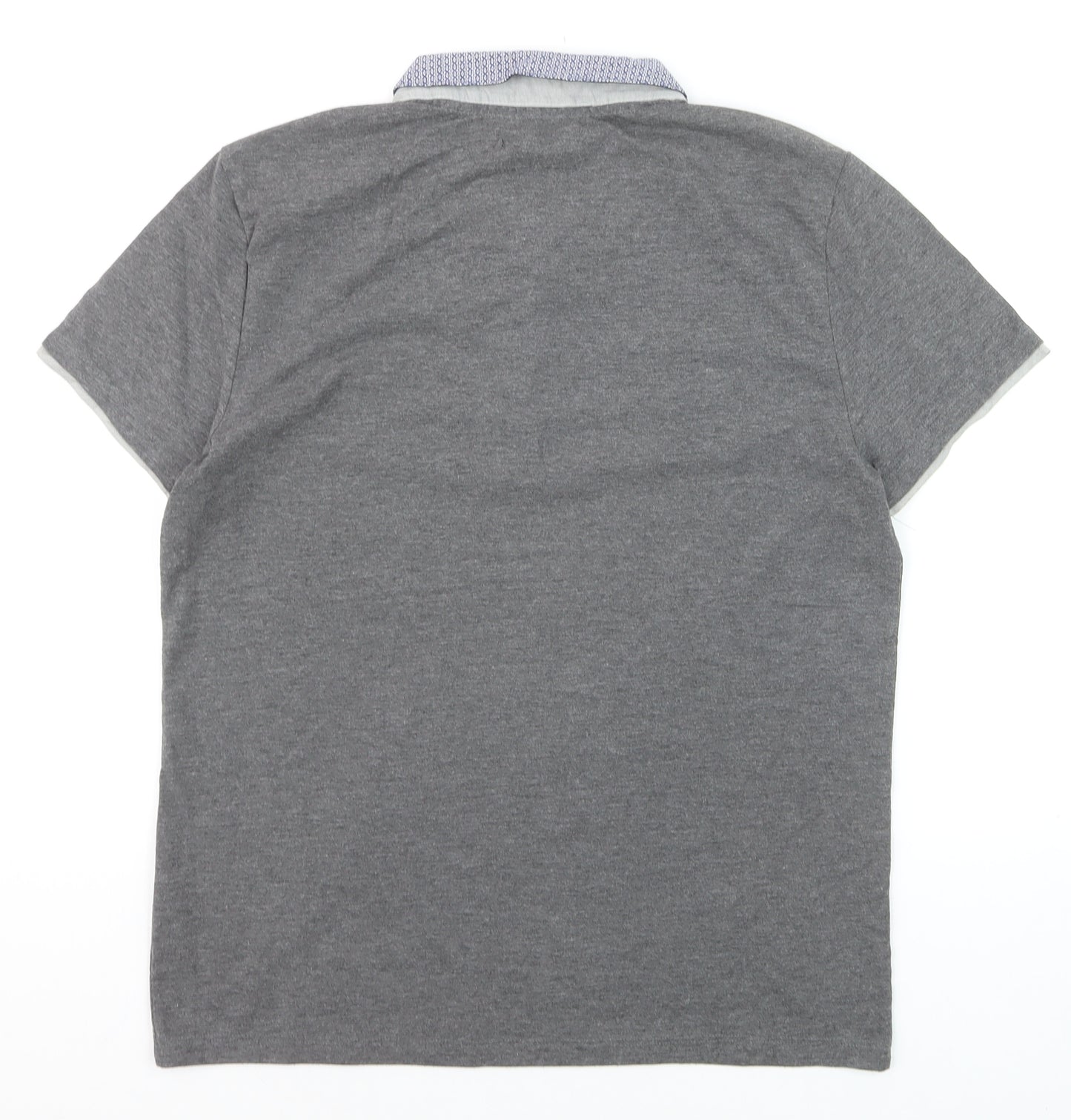 The Spitalfields Shirt Co Men’s Grey Polo Shirt Size L Collared Button-Down