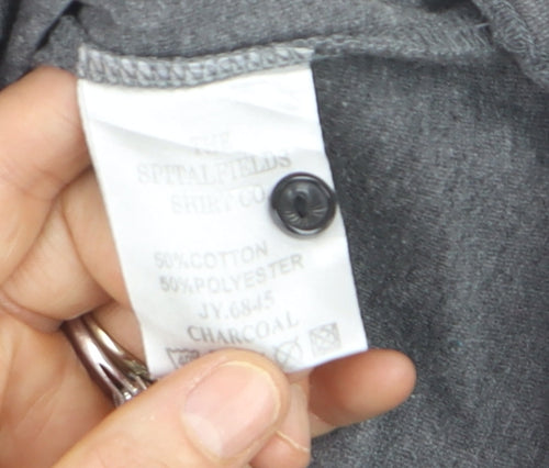 The Spitalfields Shirt Co Men’s Grey Polo Shirt Size L Collared Button-Down