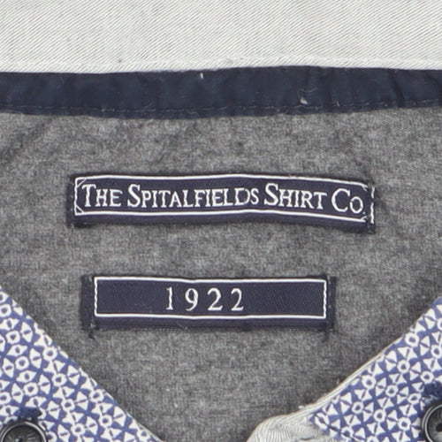 The Spitalfields Shirt Co Men’s Grey Polo Shirt Size L Collared Button-Down