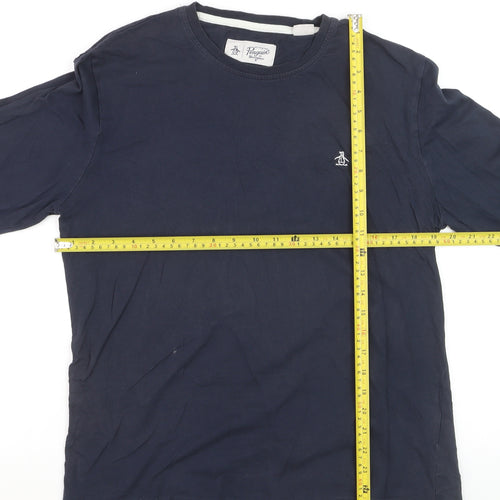 Penguin by Munsingwear Men's Blue Long Sleeve Cotton Crew Neck Top Size L