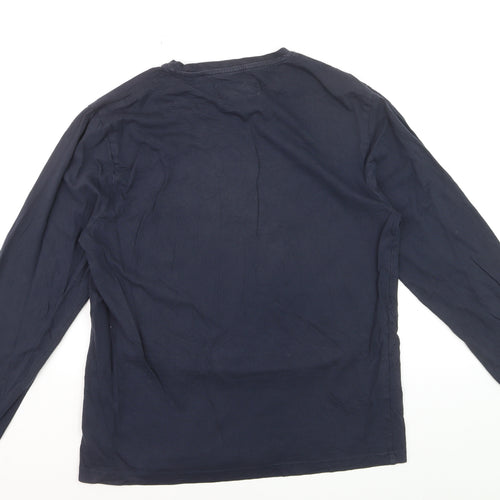 Penguin by Munsingwear Men's Blue Long Sleeve Cotton Crew Neck Top Size L