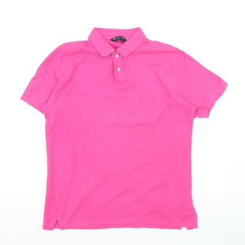 Marks and Spencer Blue Harbour Men's Pink Cotton Polo Shirt M