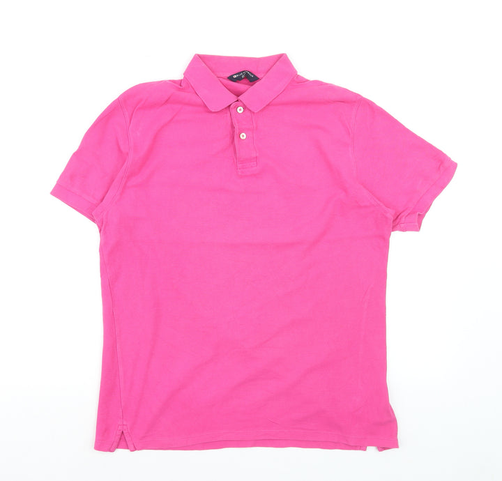 Marks and Spencer Blue Harbour Men's Pink Cotton Polo Shirt M