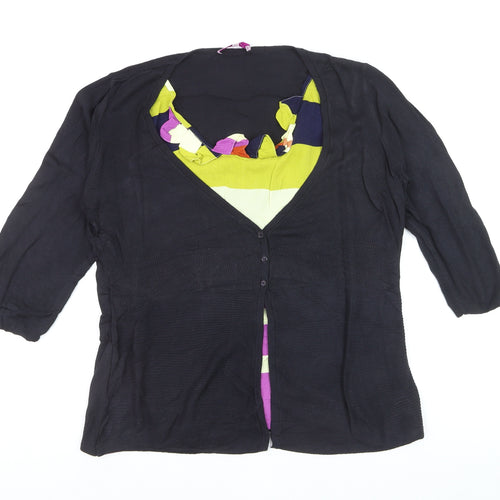 Marks and Spencer Per Una Womens Black 3/4 Sleeve Cardigan Size 16