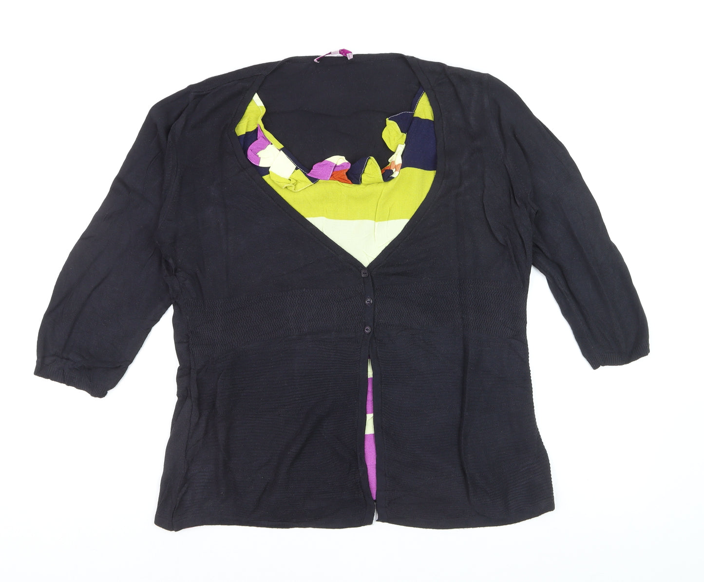 Marks and Spencer Per Una Womens Black 3/4 Sleeve Cardigan Size 16