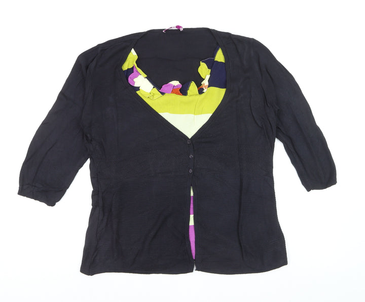 Marks and Spencer Per Una Womens Black 3/4 Sleeve Cardigan Size 16