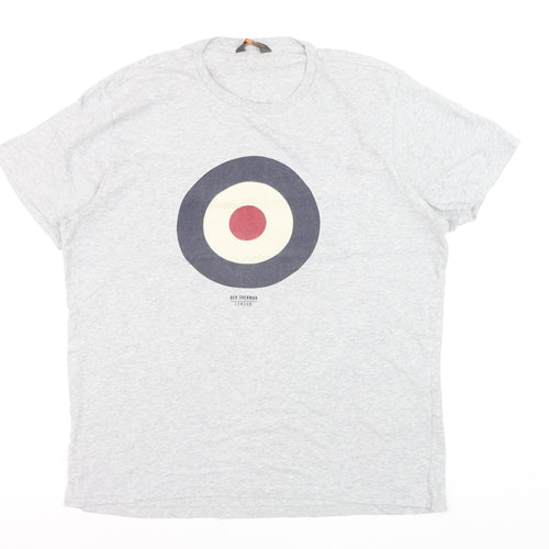 Ben Sherman Men's Grey Mod Target Graphic T-Shirt Size L