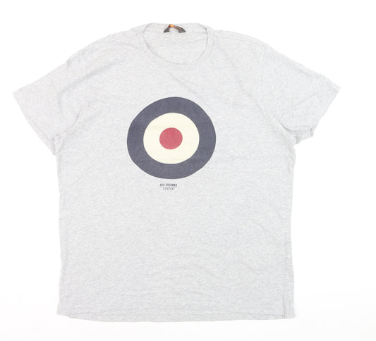 Ben Sherman Men's Grey Mod Target Graphic T-Shirt Size L