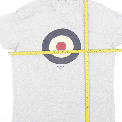 Ben Sherman Men's Grey Mod Target Graphic T-Shirt Size L
