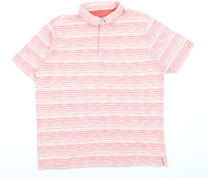 Marks and Spencer Men's Pink Striped Cotton Polo Shirt XL Regular Fit